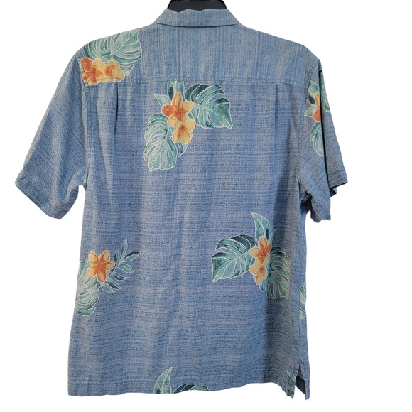 Tommy Bahama Blue Silk Turkish Sea‎ Bloom Adrift Floral Button Front Shirt Large - Picture 2 of 16